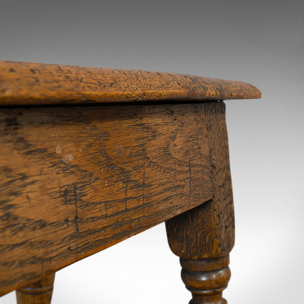 Small Antique Joint Stool, Oak, Seat, Side Table, Jacobean Revival, Victorian
