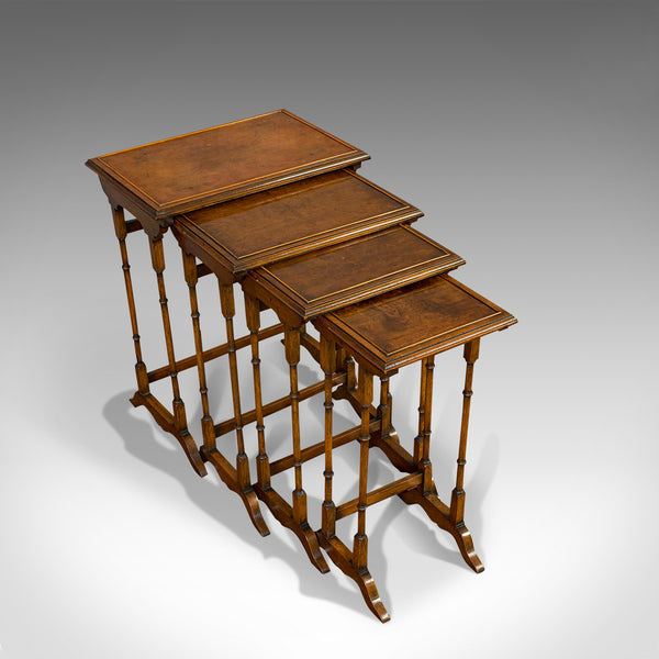 Antique Quartetto of Tables, English, Walnut, Mahogany, Nest, Edwardian, C.1910