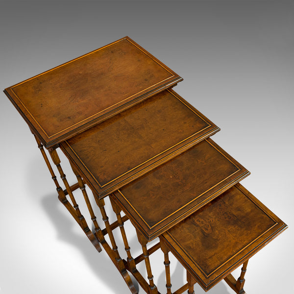 Antique Quartetto of Tables, English, Walnut, Mahogany, Nest, Edwardian, C.1910