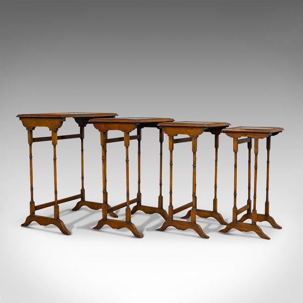 Antique Quartetto of Tables, English, Walnut, Mahogany, Nest, Edwardian, C.1910