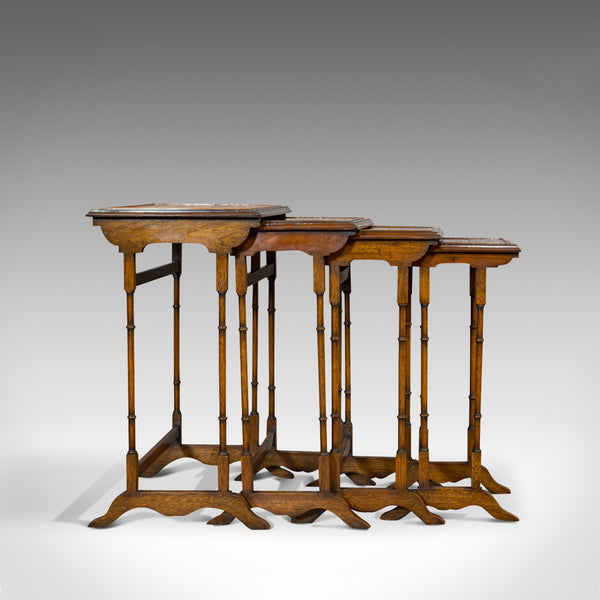Antique Quartetto of Tables, English, Walnut, Mahogany, Nest, Edwardian, C.1910