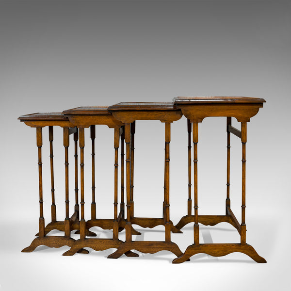 Antique Quartetto of Tables, English, Walnut, Mahogany, Nest, Edwardian, C.1910