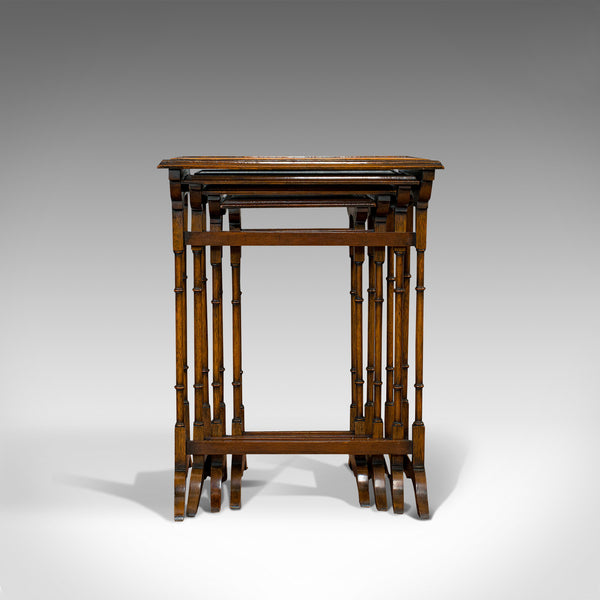 Antique Quartetto of Tables, English, Walnut, Mahogany, Nest, Edwardian, C.1910