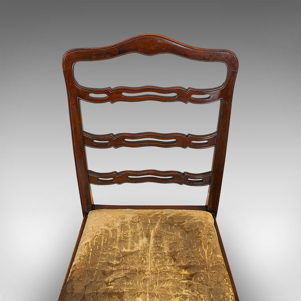 Set of 4, Antique Ladder Back Chairs, Irish, Mahogany, Dining Seat, Victorian