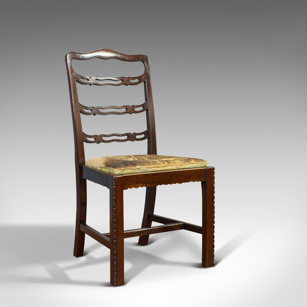 Set of 4, Antique Ladder Back Chairs, Irish, Mahogany, Dining Seat, Victorian