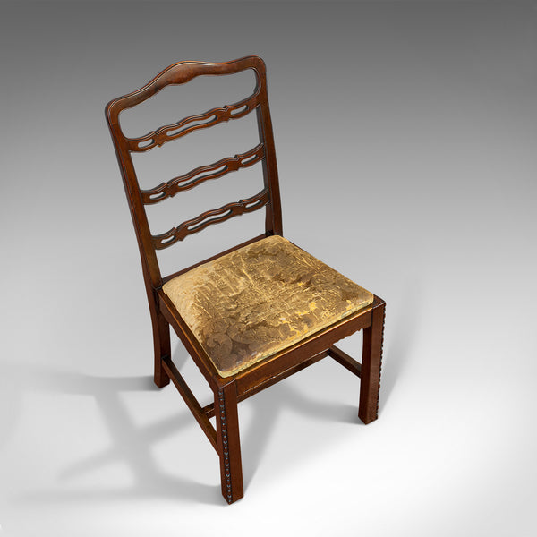 Set of 4, Antique Ladder Back Chairs, Irish, Mahogany, Dining Seat, Victorian