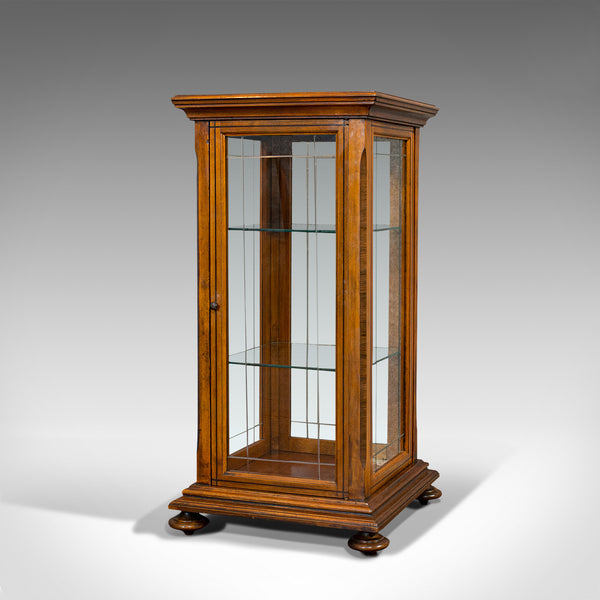 Antique Shop Display Cabinet, English, Oak, Walnut, Showcase, Edwardian, C.1910