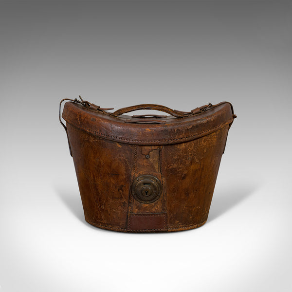 Antique Hat Box, English, Leather, Case, Silk Top Hat, Dunn, Regency, Circa 1820