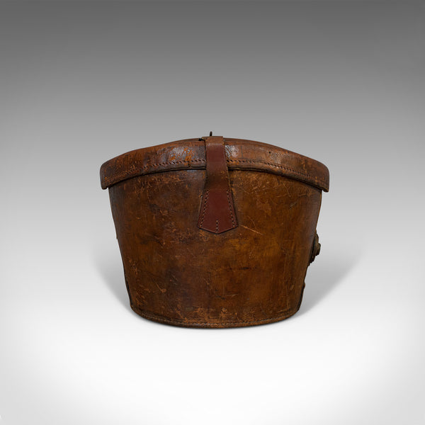 Antique Hat Box, English, Leather, Case, Silk Top Hat, Dunn, Regency, Circa 1820