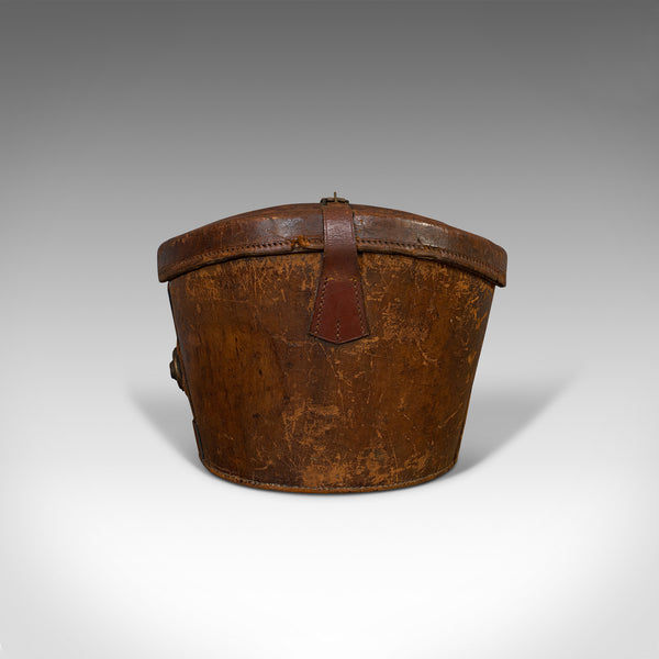 Antique Hat Box, English, Leather, Case, Silk Top Hat, Dunn, Regency, Circa 1820