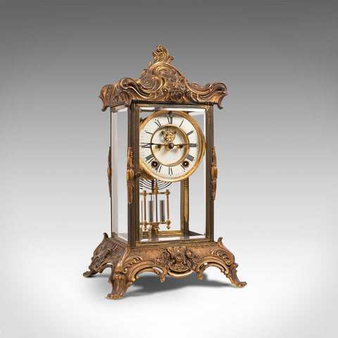 Antique Mantel Clock, French, Gilt Bronze, Ormolu, Brocot Escapement, Circa 1900