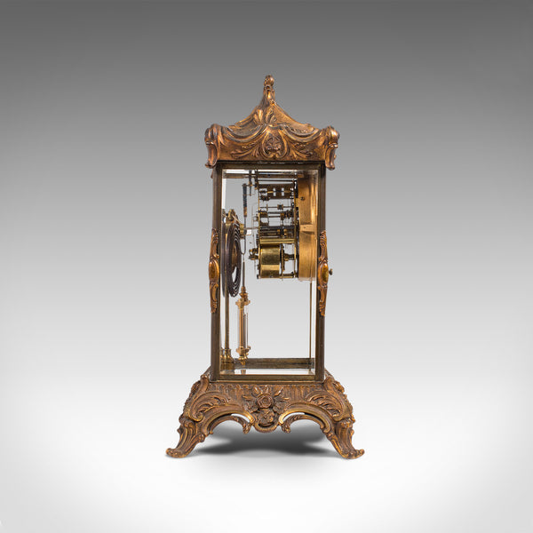 Antique Mantel Clock, French, Gilt Bronze, Ormolu, Brocot Escapement, Circa 1900