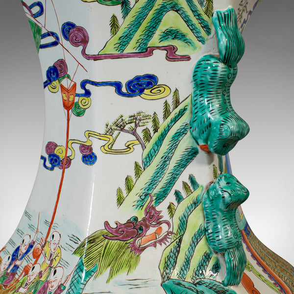 Very Large Pair, Antique Decorative Vases, Oriental, Ceramic, Urn, Circa 1900