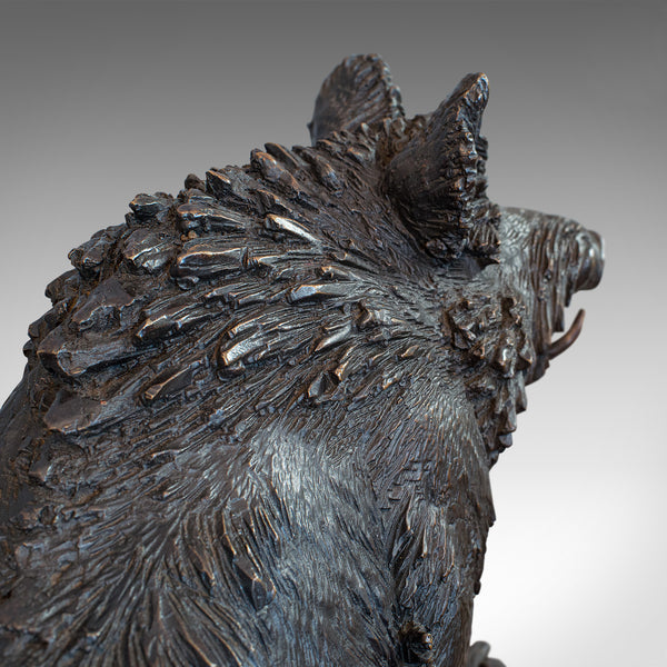 Very Large Vintage Bronze Boar Sculpture, Continental, Natural Study, Statue
