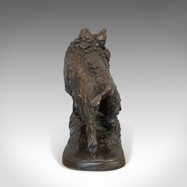 Very Large Vintage Bronze Boar Sculpture, Continental, Natural Study, Statue