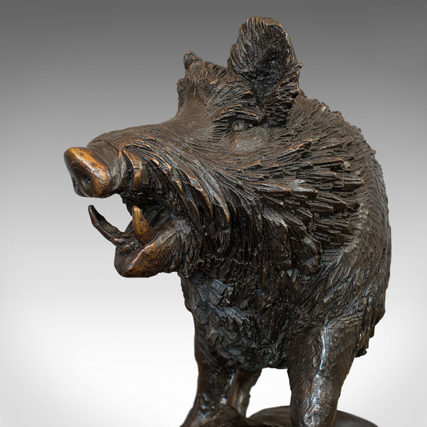 Very Large Vintage Bronze Boar Sculpture, Continental, Natural Study, Statue
