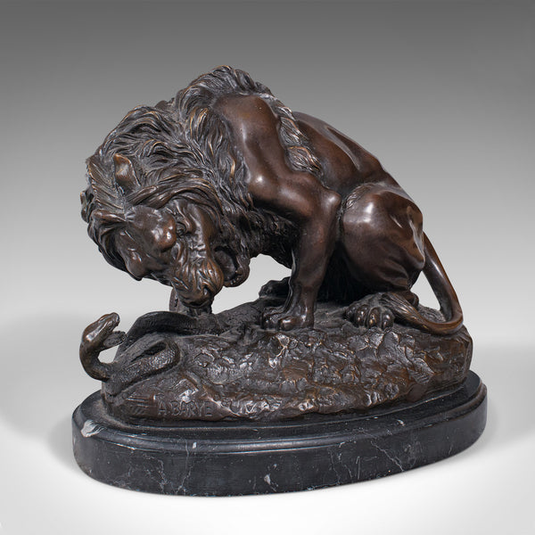 Vintage Art Bronze, French, Fine Cast Sculpture, Lion, After Barye, Circa 1950