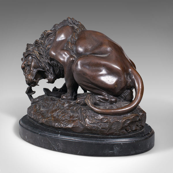 Vintage Art Bronze, French, Fine Cast Sculpture, Lion, After Barye, Circa 1950