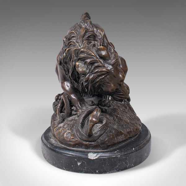 Vintage Art Bronze, French, Fine Cast Sculpture, Lion, After Barye, Circa 1950