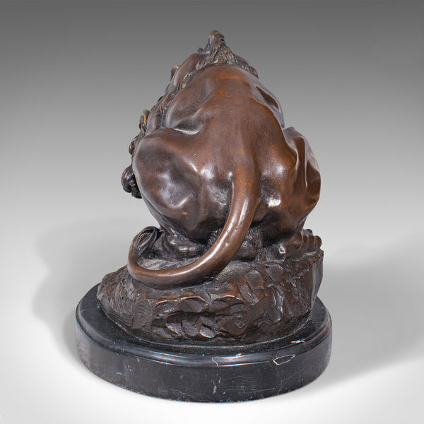 Vintage Art Bronze, French, Fine Cast Sculpture, Lion, After Barye, Circa 1950