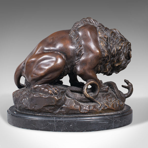 Vintage Art Bronze, French, Fine Cast Sculpture, Lion, After Barye, Circa 1950