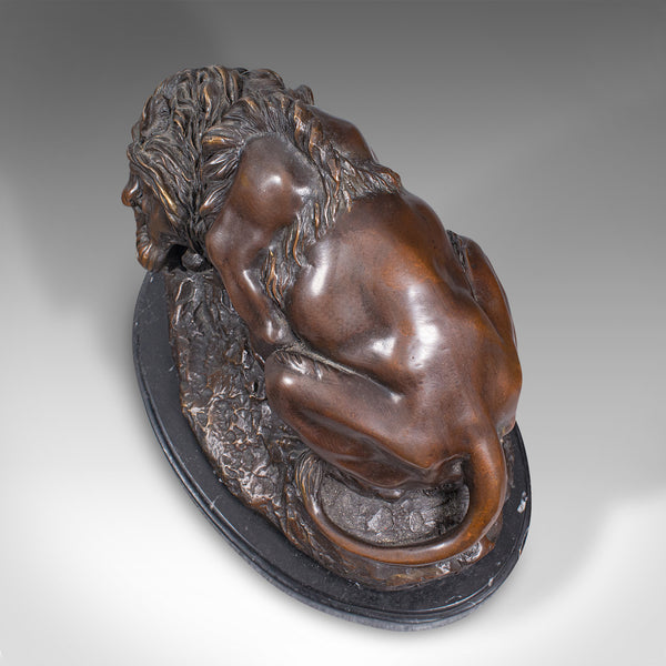 Vintage Art Bronze, French, Fine Cast Sculpture, Lion, After Barye, Circa 1950