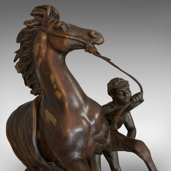 Antique, Pair, Marly Horses, French, Bronze, Equestrian, Statue, After Coustou