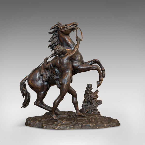 Antique, Pair, Marly Horses, French, Bronze, Equestrian, Statue, After Coustou