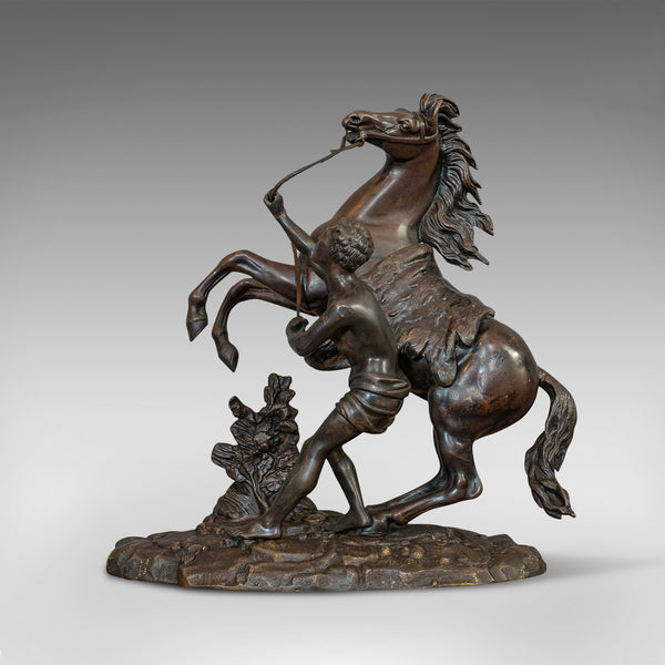 Antique, Pair, Marly Horses, French, Bronze, Equestrian, Statue, After Coustou