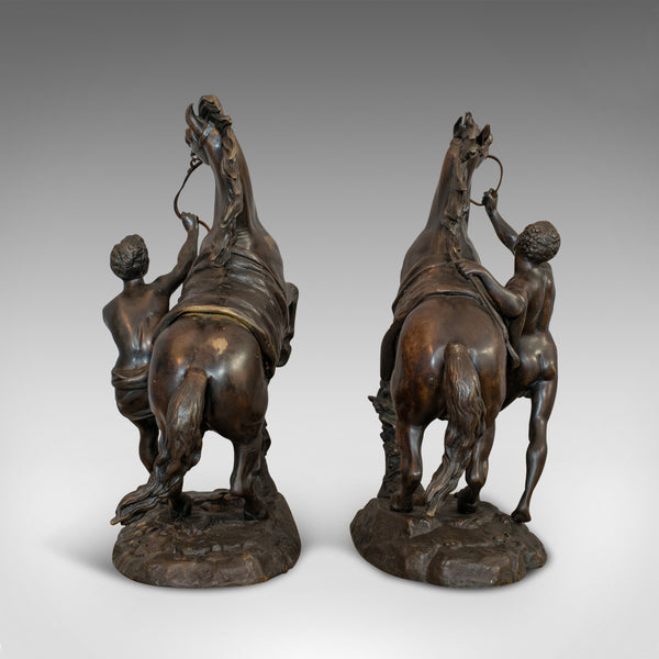 Antique, Pair, Marly Horses, French, Bronze, Equestrian, Statue, After Coustou