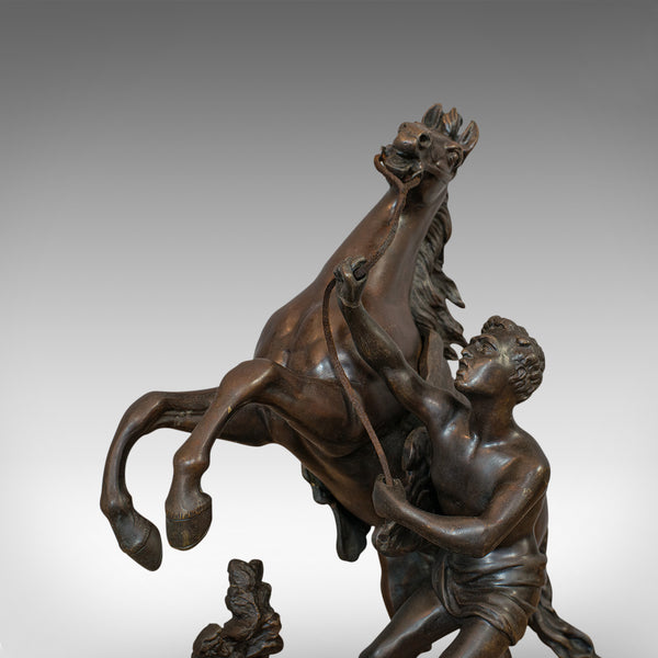 Antique, Pair, Marly Horses, French, Bronze, Equestrian, Statue, After Coustou