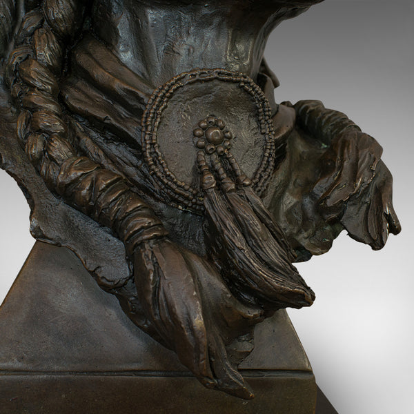Large Vintage Native American Chief Bust, Bronze, Sculpture, Sioux, After Kauba