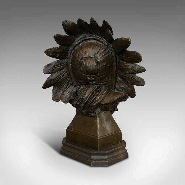 Large Vintage Native American Chief Bust, Bronze, Sculpture, Sioux, After Kauba