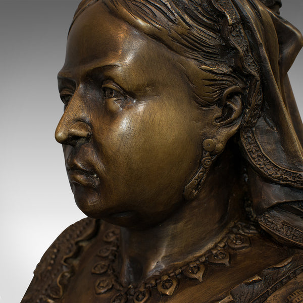 Vintage Bust, Queen Victoria, English, Bronze, Royal Portrait, Monarch, Empress