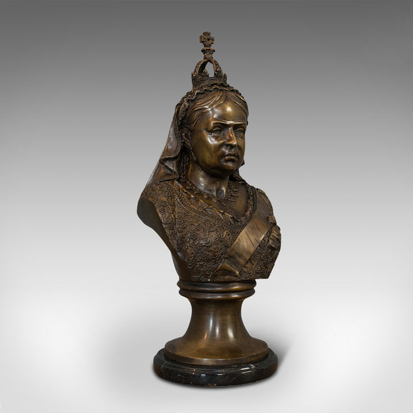 Vintage Bust, Queen Victoria, English, Bronze, Royal Portrait, Monarch, Empress