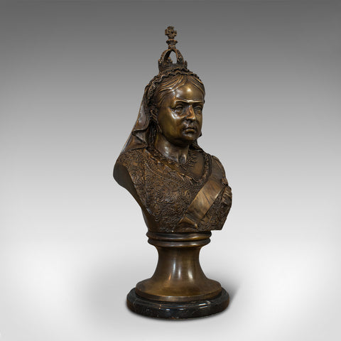 Vintage Bust, Queen Victoria, English, Bronze, Royal Portrait, Monarch, Empress
