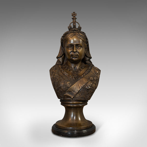 Vintage Bust, Queen Victoria, English, Bronze, Royal Portrait, Monarch, Empress