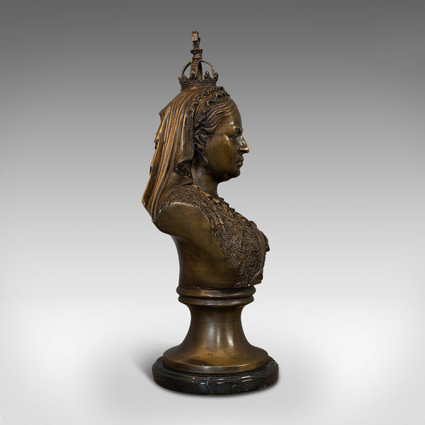 Vintage Bust, Queen Victoria, English, Bronze, Royal Portrait, Monarch, Empress