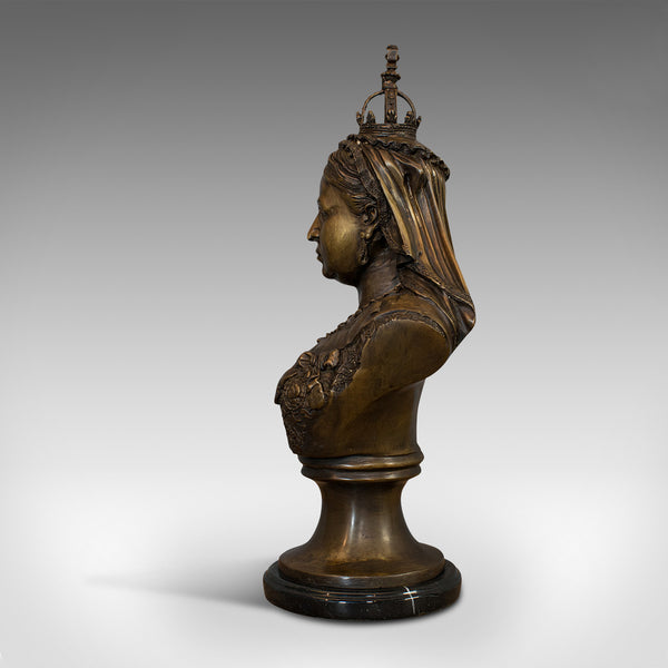Vintage Bust, Queen Victoria, English, Bronze, Royal Portrait, Monarch, Empress