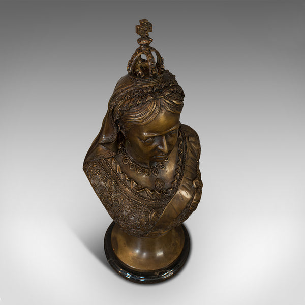 Vintage Bust, Queen Victoria, English, Bronze, Royal Portrait, Monarch, Empress