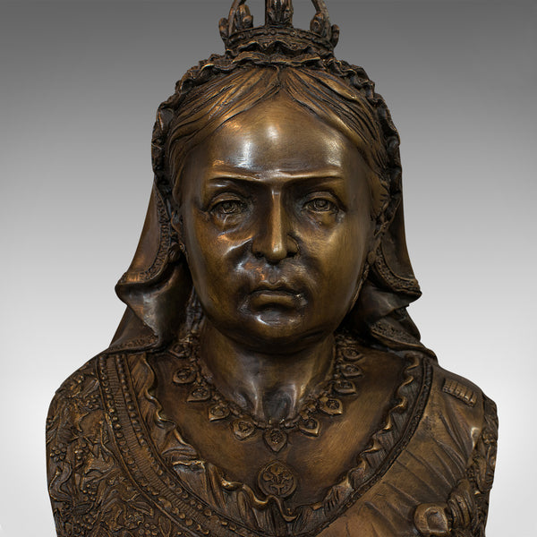 Vintage Bust, Queen Victoria, English, Bronze, Royal Portrait, Monarch, Empress