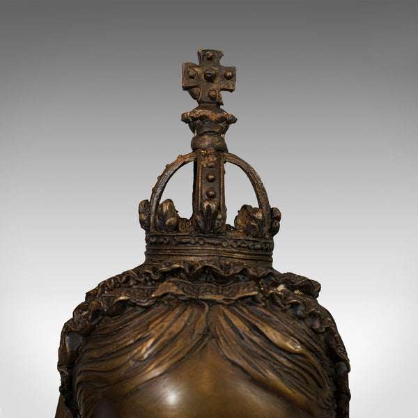 Vintage Bust, Queen Victoria, English, Bronze, Royal Portrait, Monarch, Empress