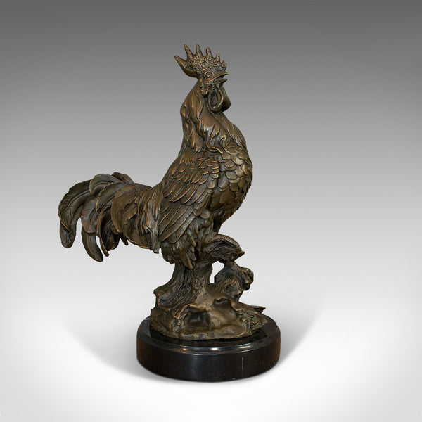 Vintage Rooster Statue, English, Bronze, Sculpture, Cockerel, Countryside Appeal