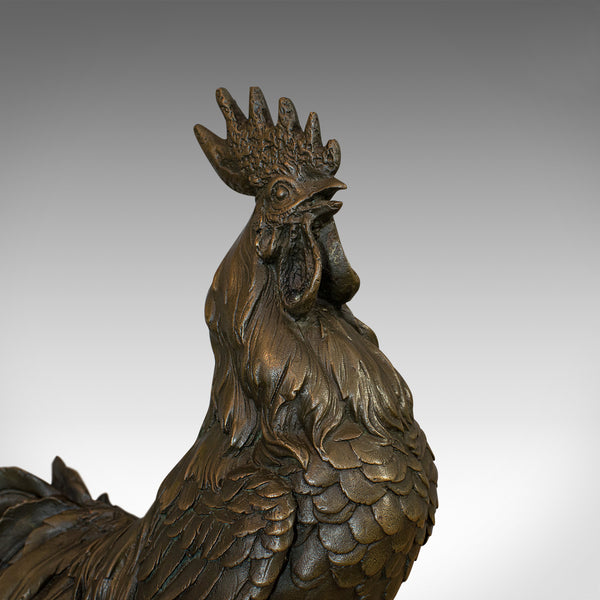 Vintage Rooster Statue, English, Bronze, Sculpture, Cockerel, Countryside Appeal