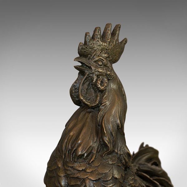 Vintage Rooster Statue, English, Bronze, Sculpture, Cockerel, Countryside Appeal