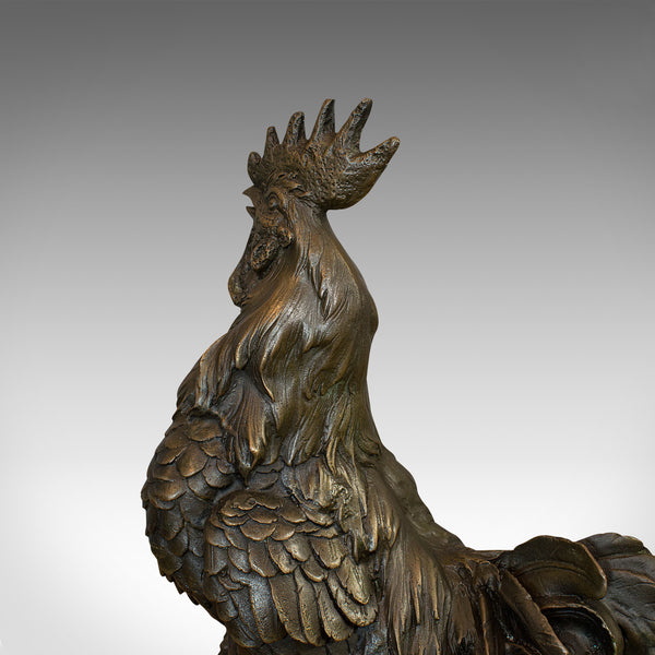 Vintage Rooster Statue, English, Bronze, Sculpture, Cockerel, Countryside Appeal