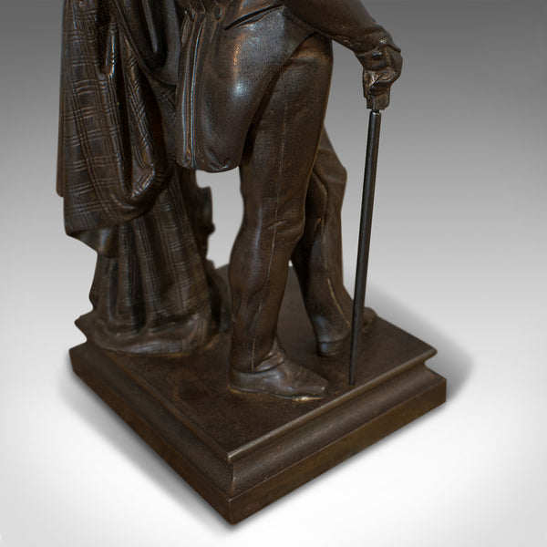 Antique Figure, Sir Walter Scott, Bronze, Statue, Poet, Victorian, Circa 1880