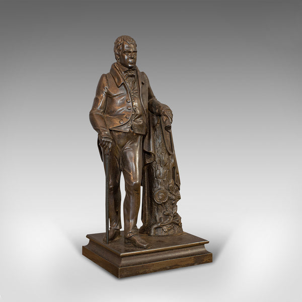 Antique Figure, Sir Walter Scott, Bronze, Statue, Poet, Victorian, Circa 1880