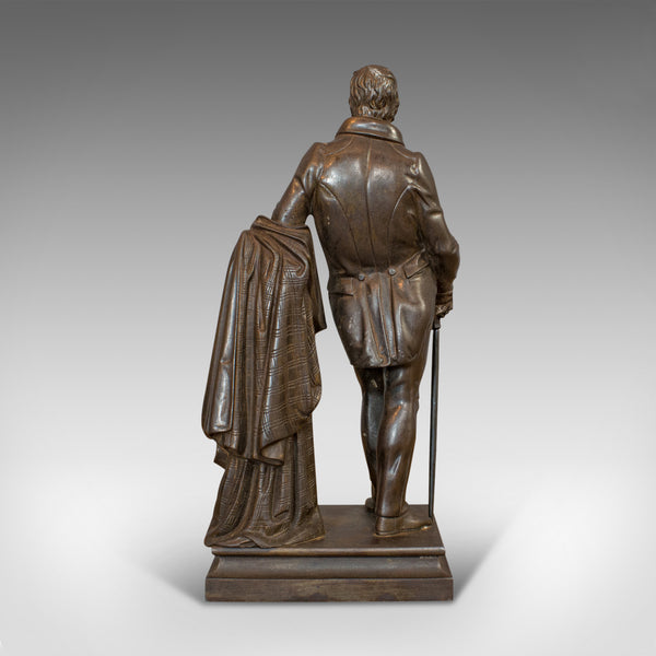 Antique Figure, Sir Walter Scott, Bronze, Statue, Poet, Victorian, Circa 1880