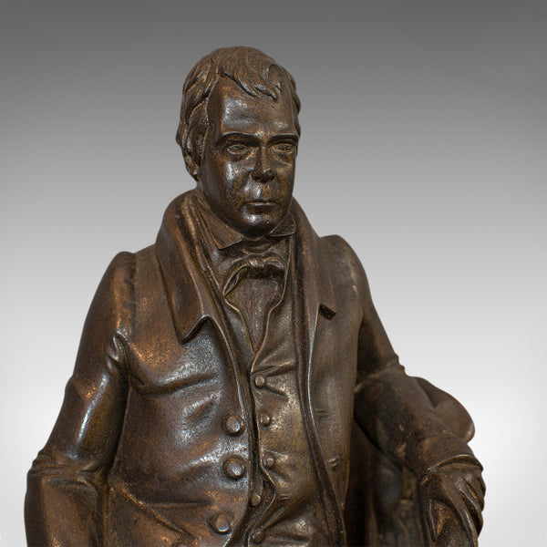 Antique Figure, Sir Walter Scott, Bronze, Statue, Poet, Victorian, Circa 1880